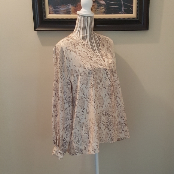NWOT Clearance Real pretty beige and tan snakeskin blouse - Picture 6 of 6